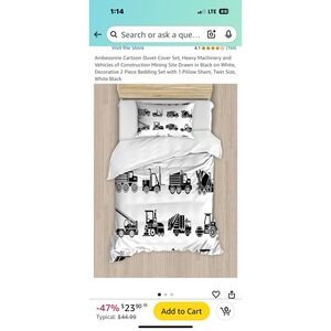 Ambesonne Twin Size Duvet Cover‎ Set With Pillow Sham.  3379